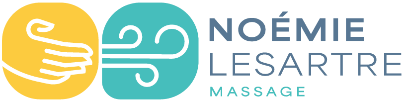 Noemie Lesartre Massage logo – two symbols, the hand representing massage and the wind representing the well-being, the let go of the tension and the windsurf passion of noemie.